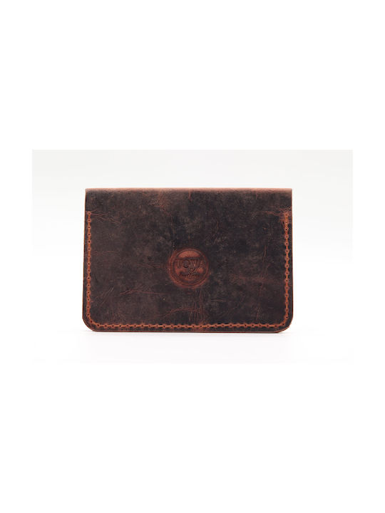 Leather brown handmade passport holder for Toya