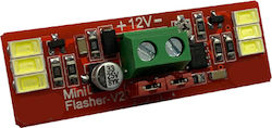 Blinker mit 6 Led Power, mit "flip-flop" Funktion. Einstellung der Blinkgeschwindigkeit mit Potentiometer. Anschlussschutz mit Verpolungsschutz. Speisung: 12v Dc Fl-6 Mini