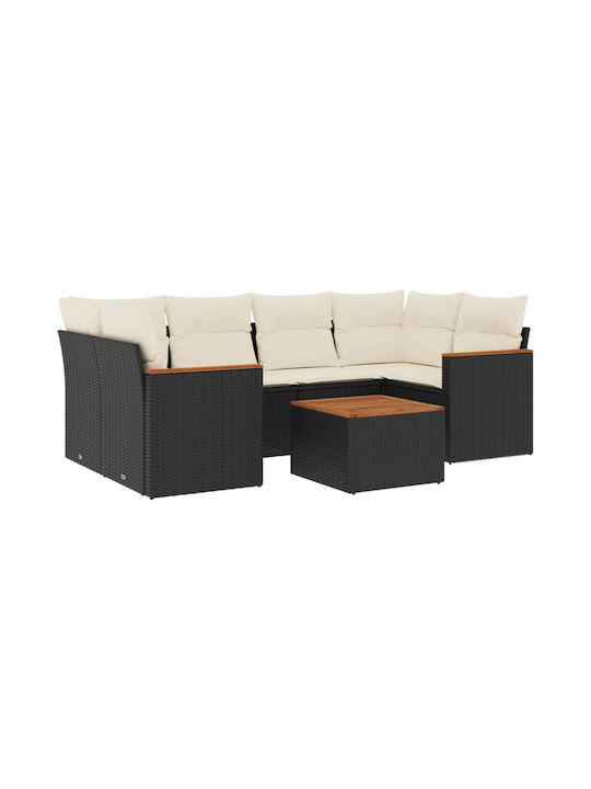 Set Outdoor Lounge Black with Pillows 7pcs