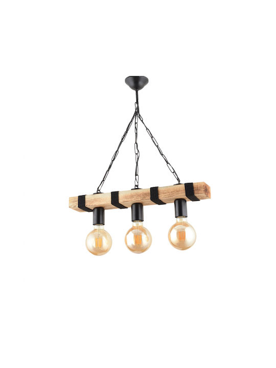 Klikareto Pendant Light Three-Light Rail for Socket E27 Black