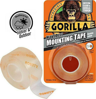 Gorilla Αυτοκόλλητη Ταινία Διπλής Όψης Διάφανη 1.5mx25mm