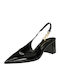 Synthetic Leather Black Medium Heels