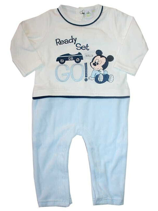 Disney Mickey Mouse Бебешко Боди Дълъг ръкав Велур Blue