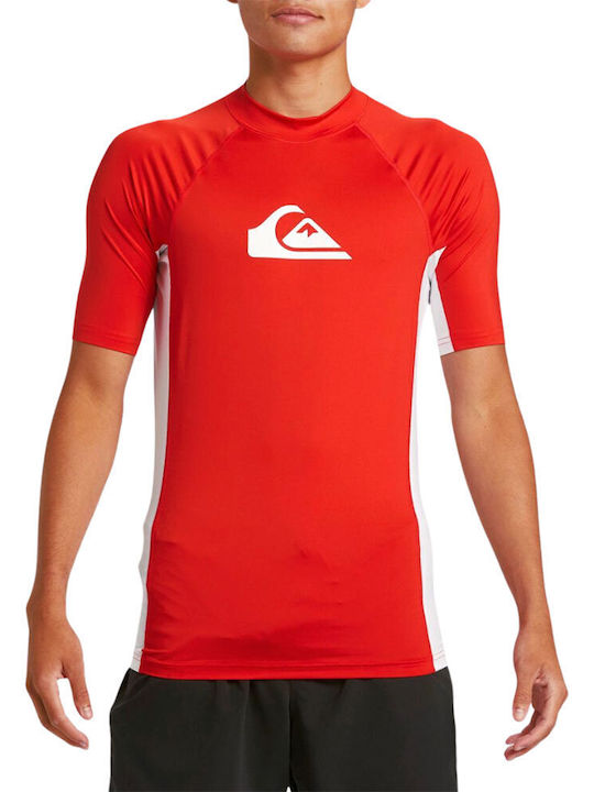 Quiksilver Men's Short Sleeve Sun Protection Shirt Red