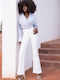 High Waist Women's Jean Trousers White