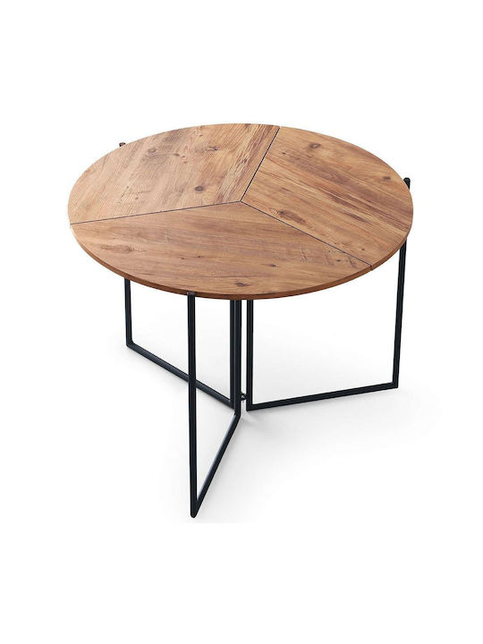 Yaprak Rund Tisch Holz mit Metallgestell Pine-black 100x100x72cm