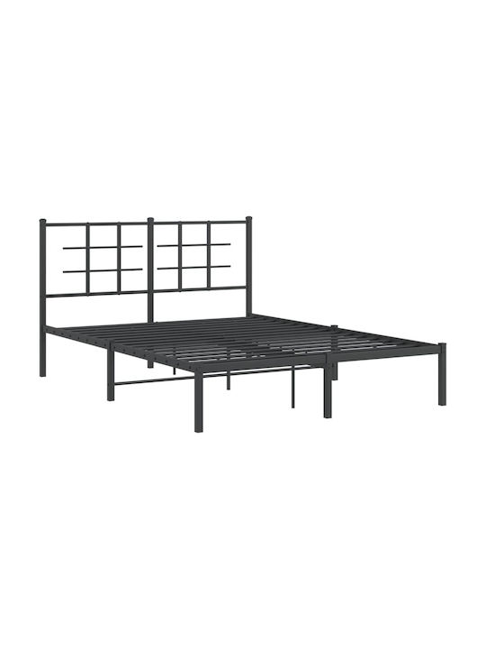 Κρεβάτι Διπλό Μεταλλικό Μαύρο με Αποθηκευτικό Χώρο & Τάβλες για Στρώμα 140x190cm