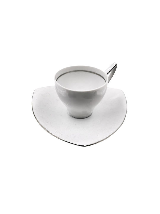 Cryspo Trio Tric Platin Set Căni Maro Din porțelan Albe 110ml 6buc