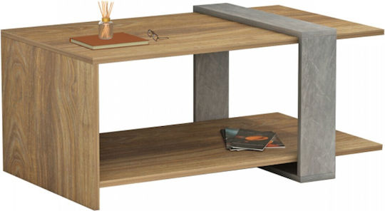 Rechteckiger Zentraler Kaffeetisch Wilma Holz Natur-Grau M80xB50xH35cm