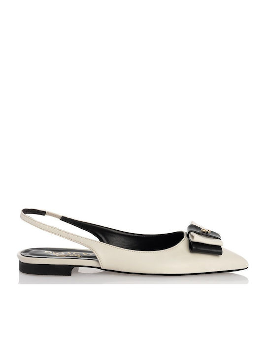 Γυναικείες Μπαλαρίνες Slingback σε Λευκό Χρώμα
