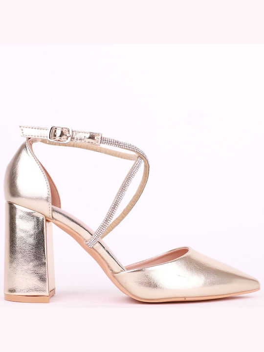 Alta Moda Gold Heels with Strap