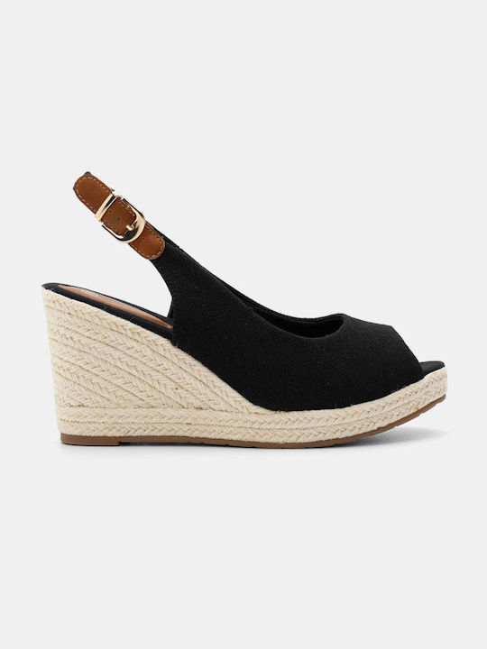 Soft Space Platforme dama în stil espadrile Negre