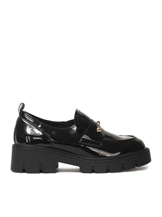 Patent Leather Women's Loafers in Black Color