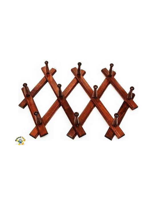 General Trade Wooden Wall Hanger 10 Hooks Copper