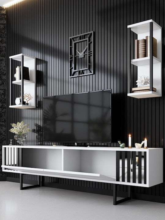 Chrome Line Living Room TV Unit White-black L18...