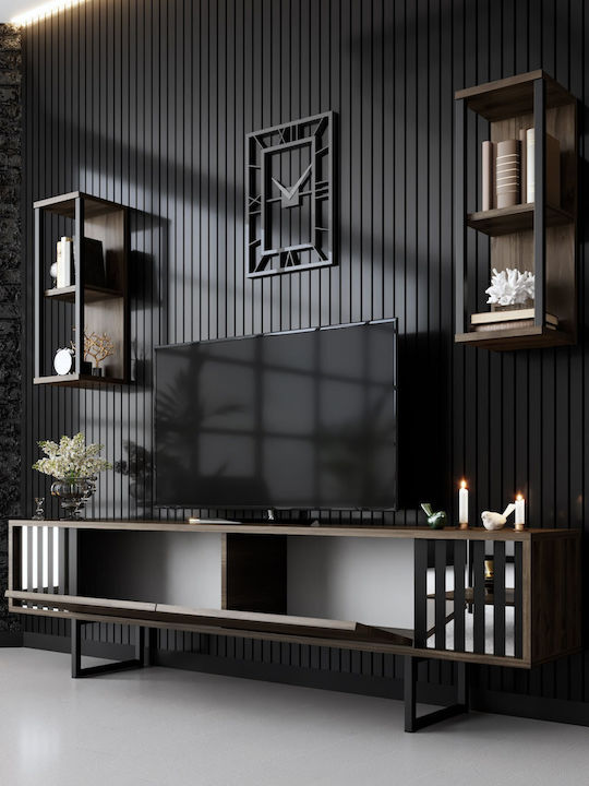 Chrome Line Living Room TV Unit Walnut-black L1...