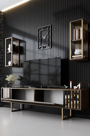 Unitate TV pentru sufragerie Gold Line Walnut-black L180xA30xÎ48cm