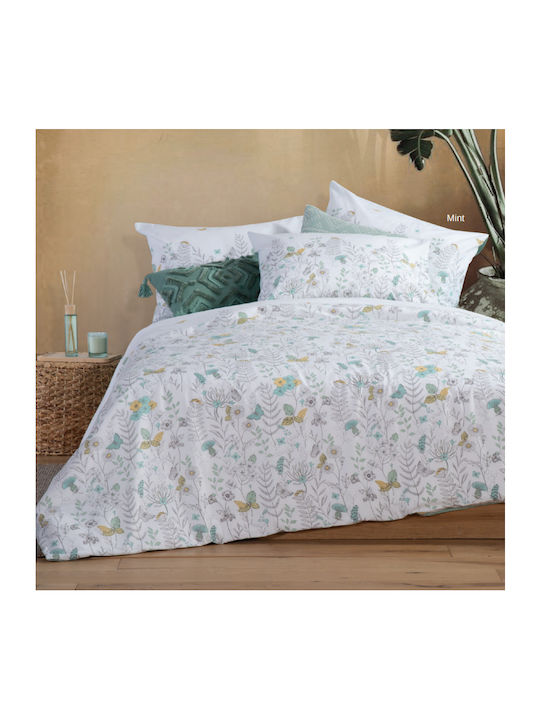 Nef-Nef Homeware Σετ Σεντόνια King Size με Λάστιχο 180x200+35εκ. Spring Mint 4τμχ