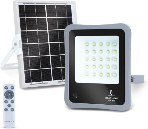 Aigostar Στεγανός Ηλιακός Προβολέας LED 30W Ψυχρό Λευκό 6500K IP65