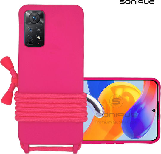 Sonique Back Cover Σιλικόνης 0.5mm με Λουράκι Φούξια (Redmi Note 11 Pro 4G/5G / Redmi Note 12 Pro 4G)