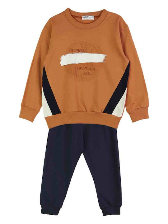 Nek Kids Wear Kids Sweatpants Set Brown-blue 2pcs