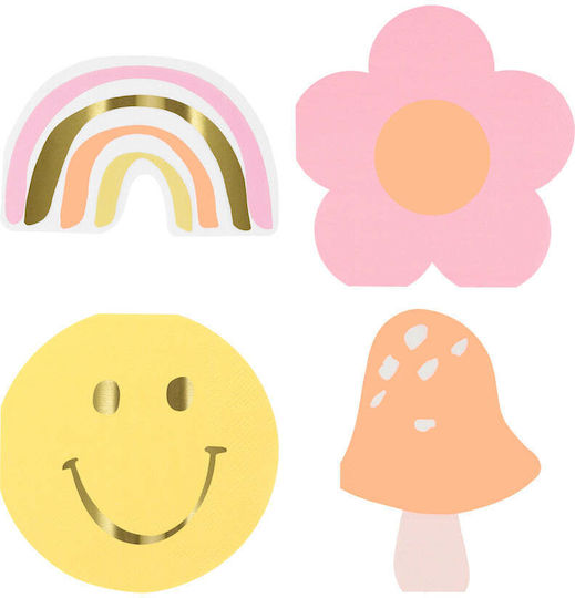 Satz von 16 Party-Servietten Happy Face Icons gestanzt - Meri Meri