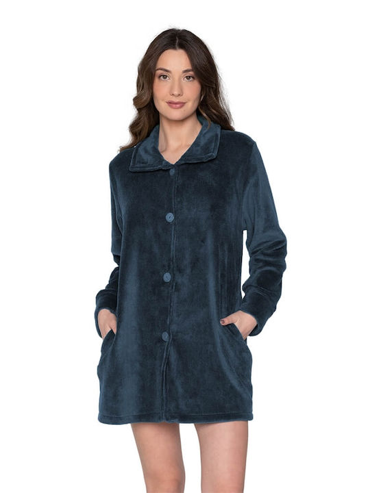 Jeannette Lingerie Winter Women's Fleece Robe Blue