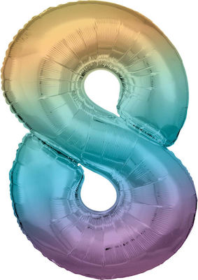 Balloon Foil Jumbo Rainbow Number 8 Σχήμα 86cm