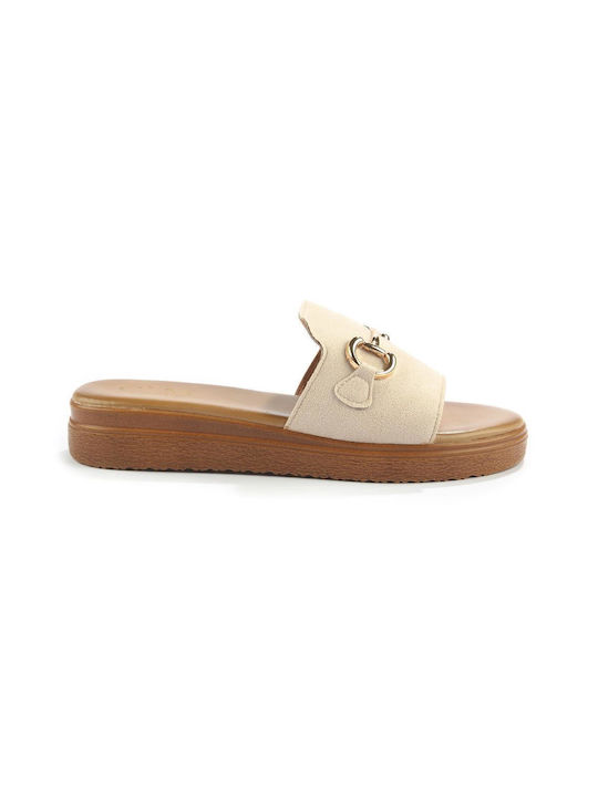 Fshoes Flatforms Synthetic Leather Women's Sandals Beige