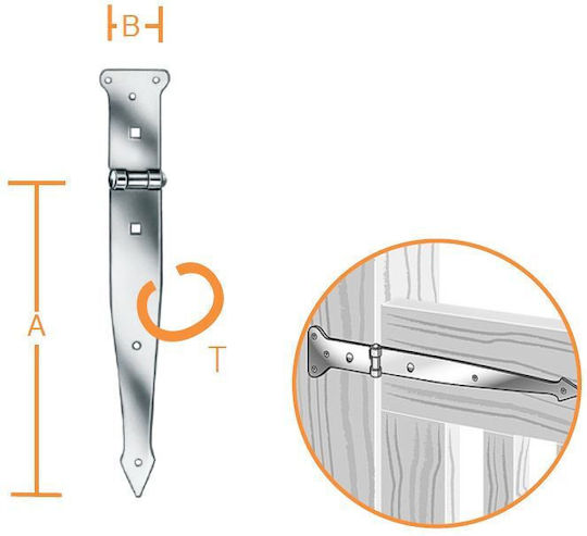 Μεντεσες Αυλοπορτας Γαλβανιζε 200x35mm 570200.0004 Μέταλλο Χρωμέ