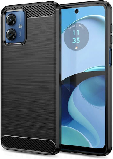 NetOne Carbon Umschlag Rückseite Silikon Schwarz (Moto G14)