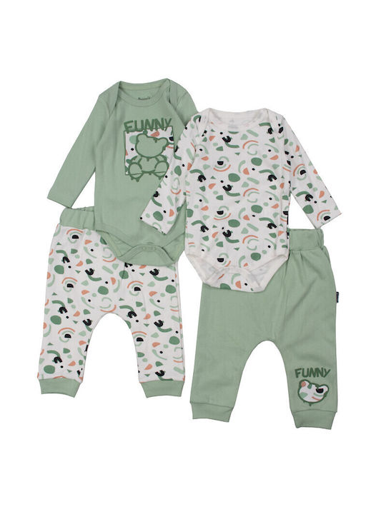 Miniworld Baby Bodysuit Set with Pants Green