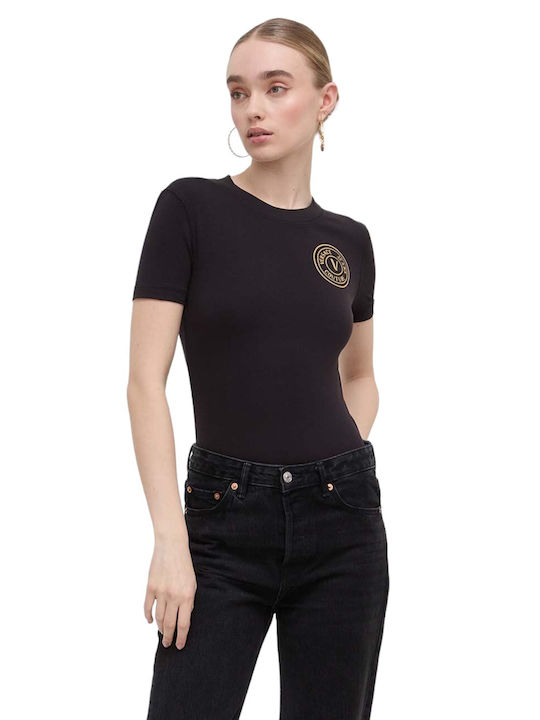 Versace Damen Sommer Bluse Baumwolle Kurzärmelig Schwarz