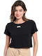 Women's Sports Crop Top Long Sleeve Black