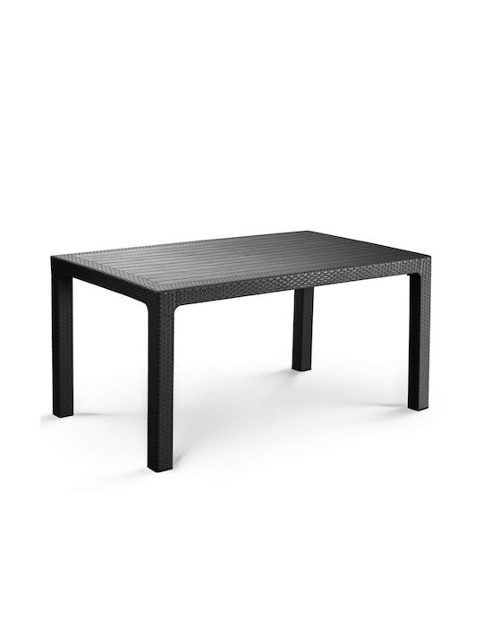 Outdoor Dinner Polypropylene Table Black 100x70x75cm