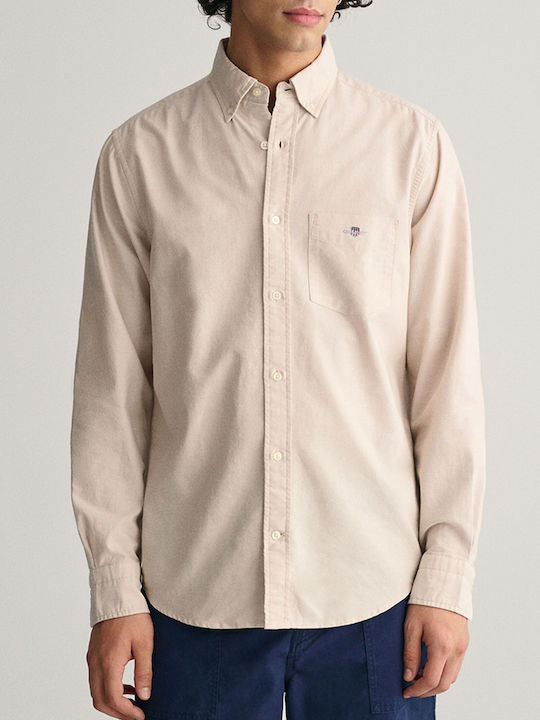 Gant Men's Shirt Long Sleeve Cotton Biege