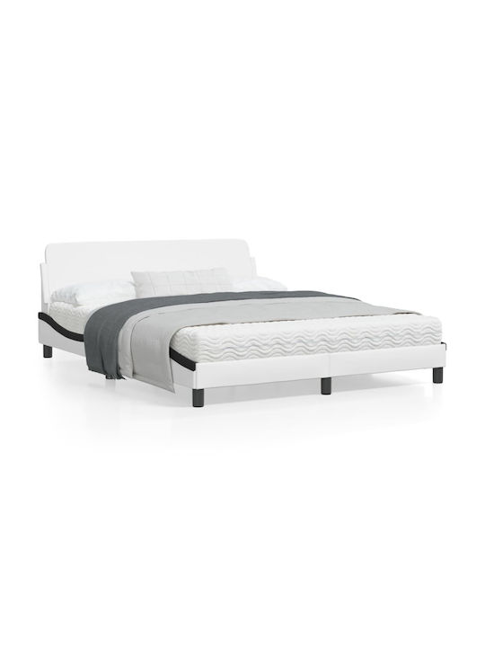 Κρεβάτι Υπέρδιπλο Επενδυμένο με Δερματίνη Λευκό...