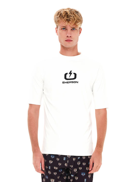 Emerson Tricou De Protecție Solară Pentru Bărbați Mâneci Scurte Alb UPF 50+