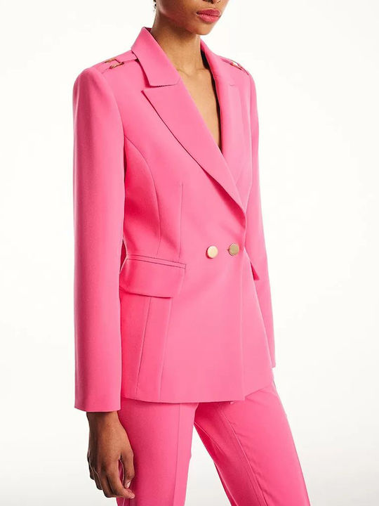 Forel Women's Crepe Waisted Blazer Pink