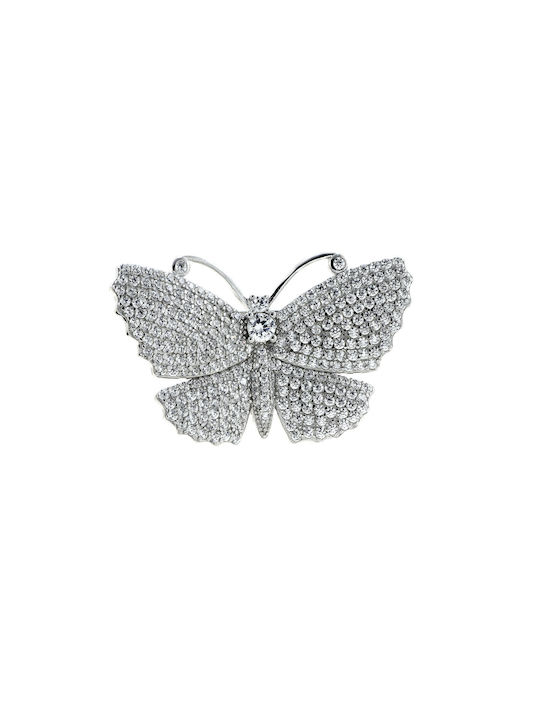 Butterfly Brooch with Zircon Silver 925° (p-70715)