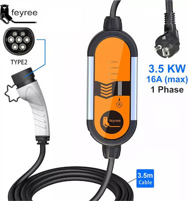 Feyree Φορητός Μονοφασικός Σταθμός Φόρτισης 3.5kW με Ενσωματωμένο Καλώδιο Type 2 (20211207-TG)