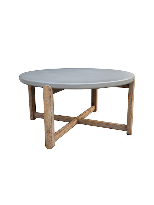 Round Coffee Table Ubud made of Solid Wood Gray L81xW81xH40cm