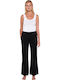 Dama Tesatura Pantaloni Evazați Negru