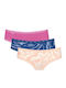 24/7 Weekend H Hipster Βαμβακερά Women's Slip 3Pack Fuchsia-blue-beige