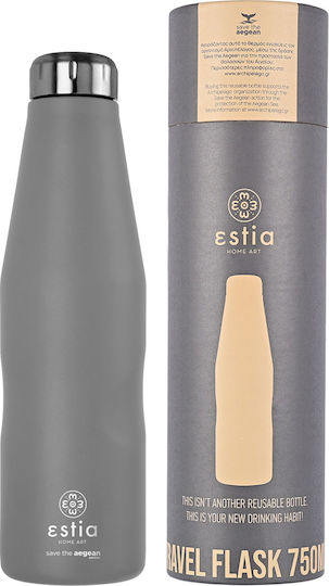 Estia Travel Flask Save the Aegean Recyclable Bottle Thermos Stainless Steel 750ml Fjord Grey