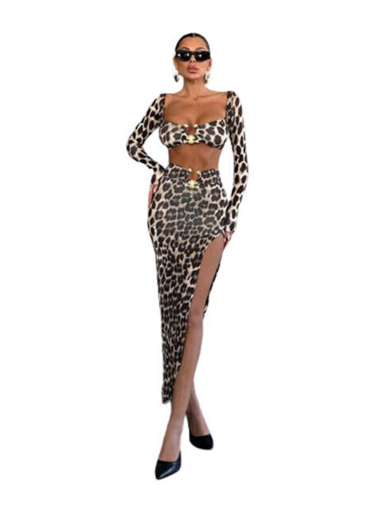 Chica Set with Skirt Leopard in Gold color