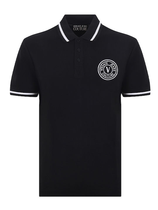 Versace Bluza Bărbătească cu Mânecă Scurtă Polo Neagră