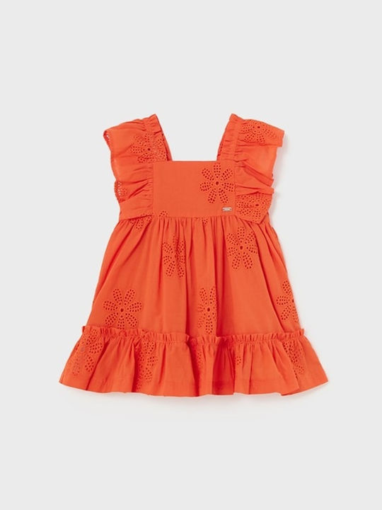 Mayoral Παιδικό Φόρεμα Floral Αμάνικο Πορτοκαλί