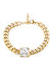 Art Women's Bracelet Chain made of Steel Gold Plated with Zircon