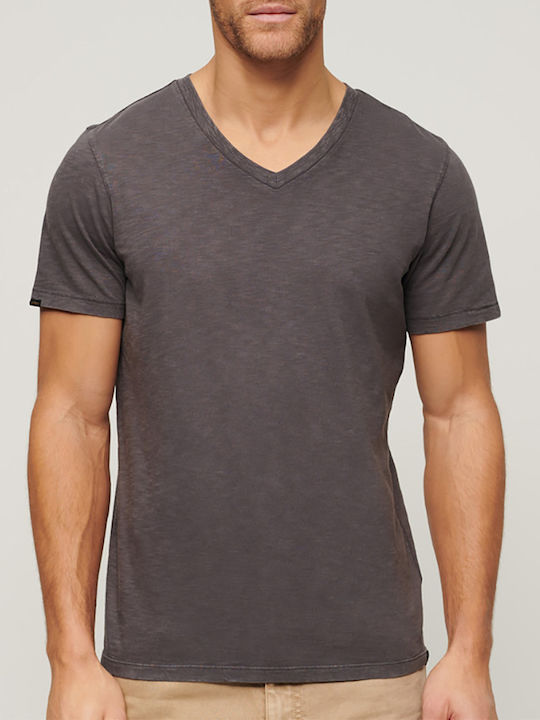 Superdry Herren T-Shirt Kurzarm mit V-Ausschnitt Gray